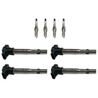 Set of 4 Ignition Coils and Spark Plugs for Audi A3 A4 A5 A6 Q3 Q5 VW Beetle (2006–2020)