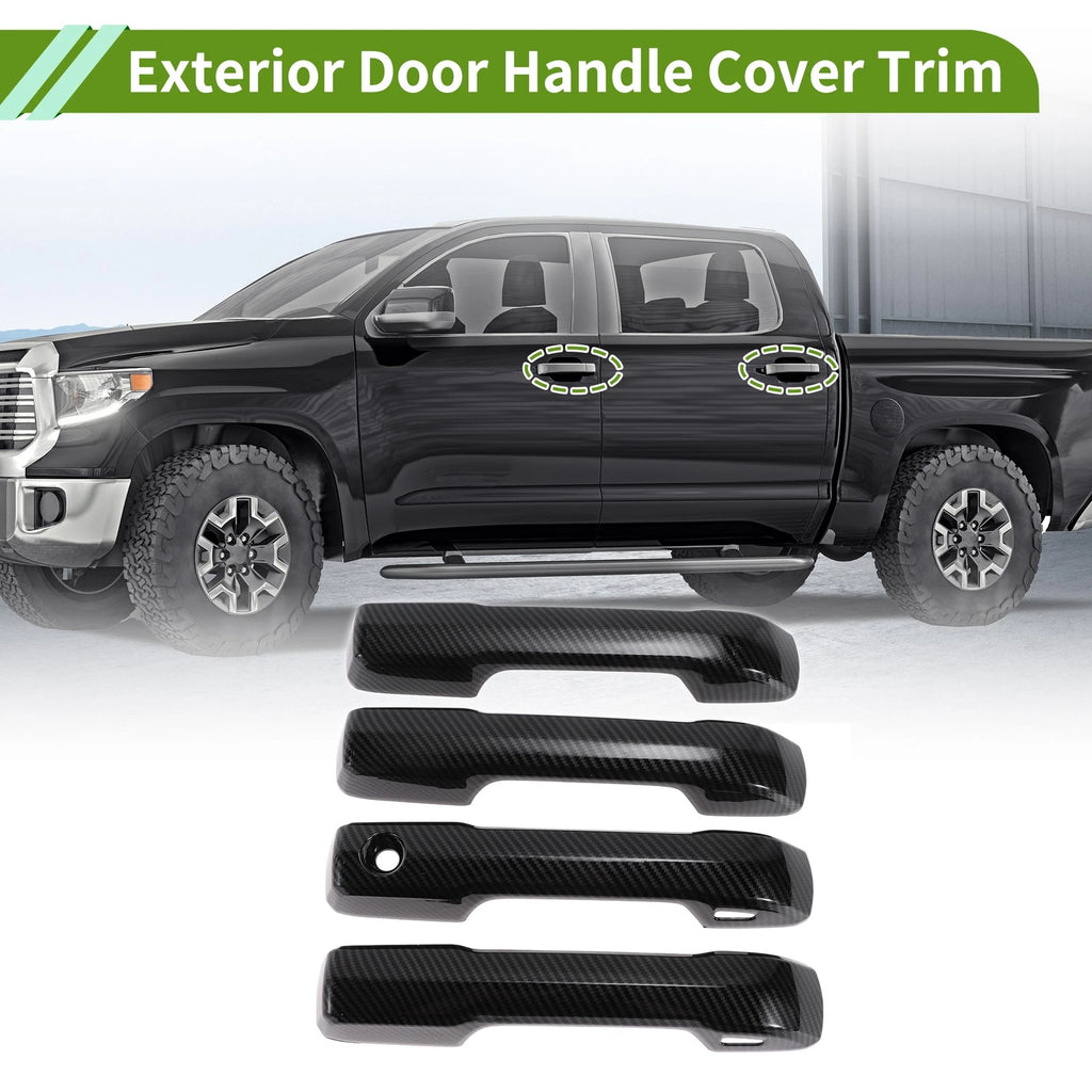 Exterior Door Handle Cover Trim for Toyota Tundra (2022–2024) Carbon Fiber Black