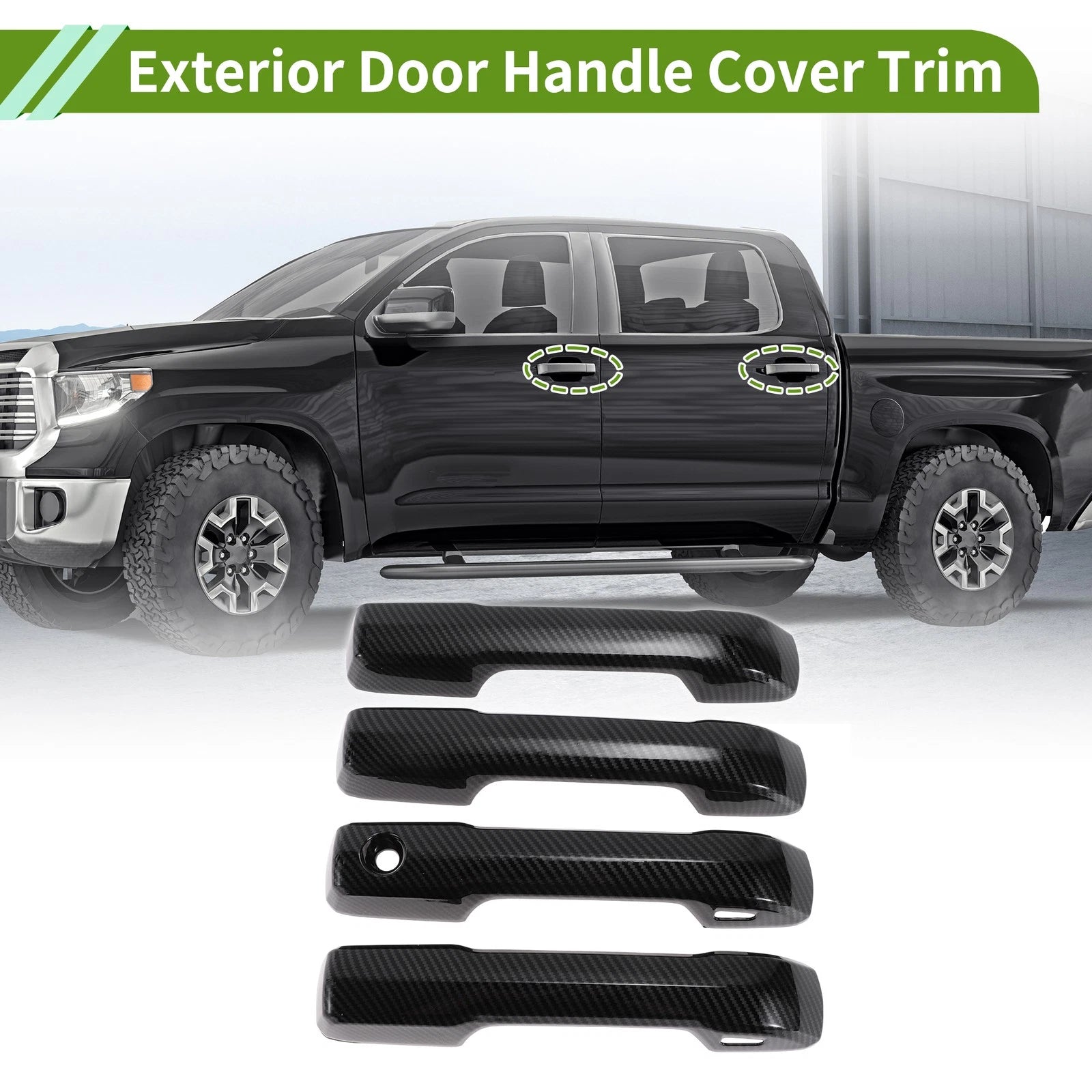 Exterior Door Handle Cover Trim for Toyota Tundra (2022–2024) Carbon Fiber Black