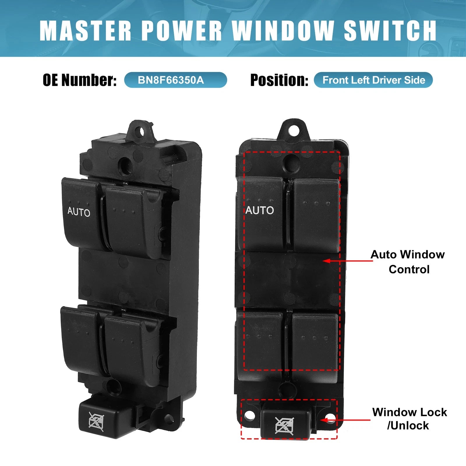 Power Window Master Control Switch BN8F66350A for Mazda 3 (2004–2009)