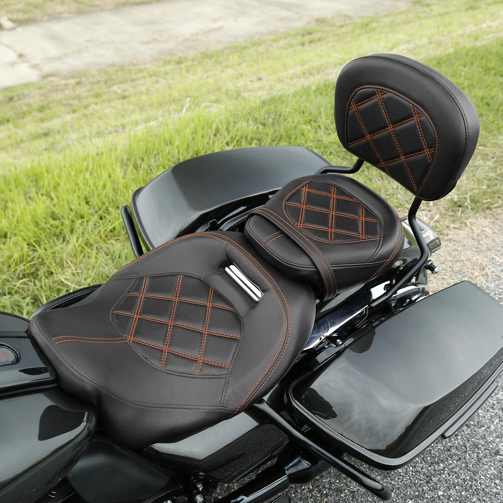 Driver Passenger Seat w/ Backrest Pad for Harley Street Glide (2009–2023)