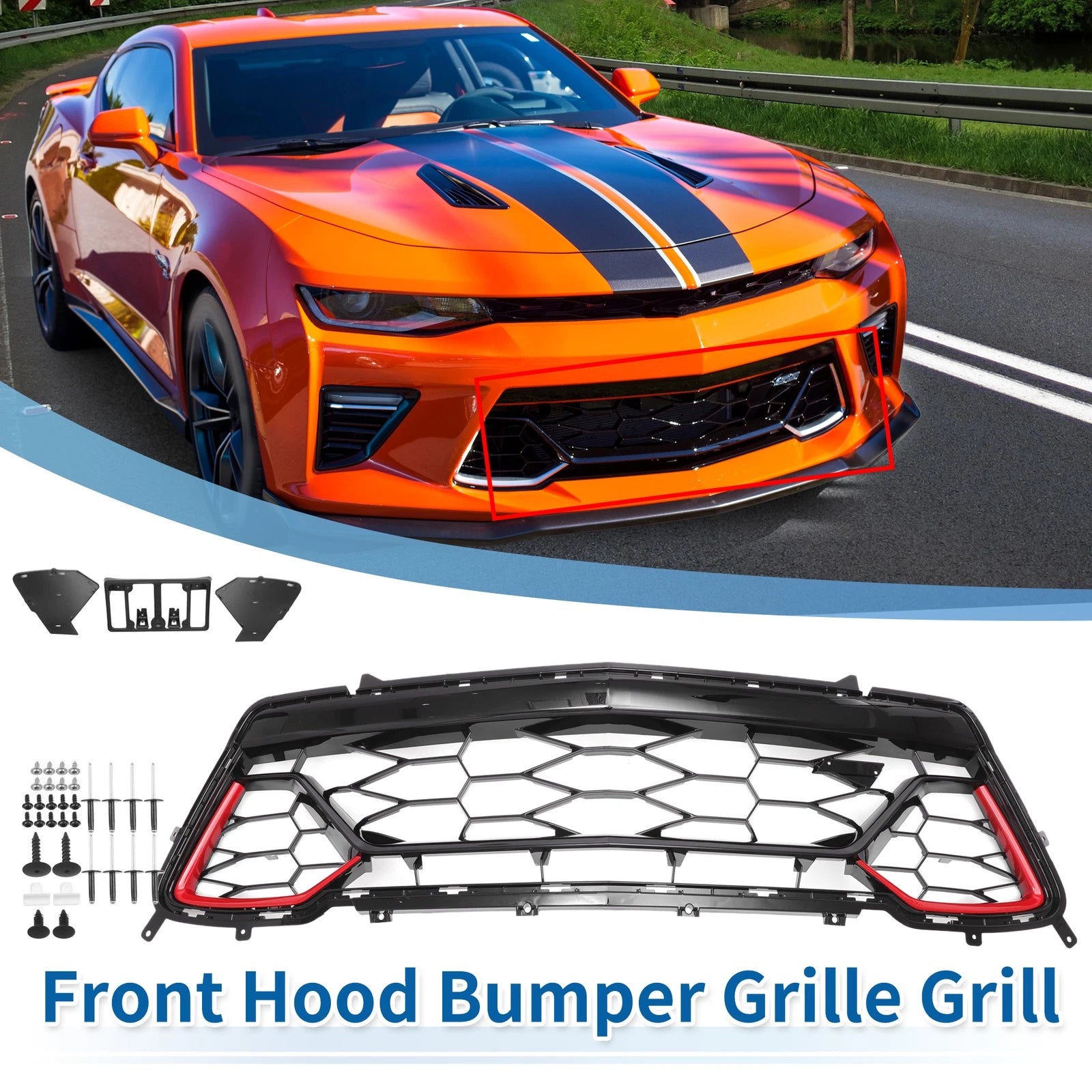 Front Lower Bumper Grille for Chevrolet Camaro (2017–2018) 22812881, 22812882 Black