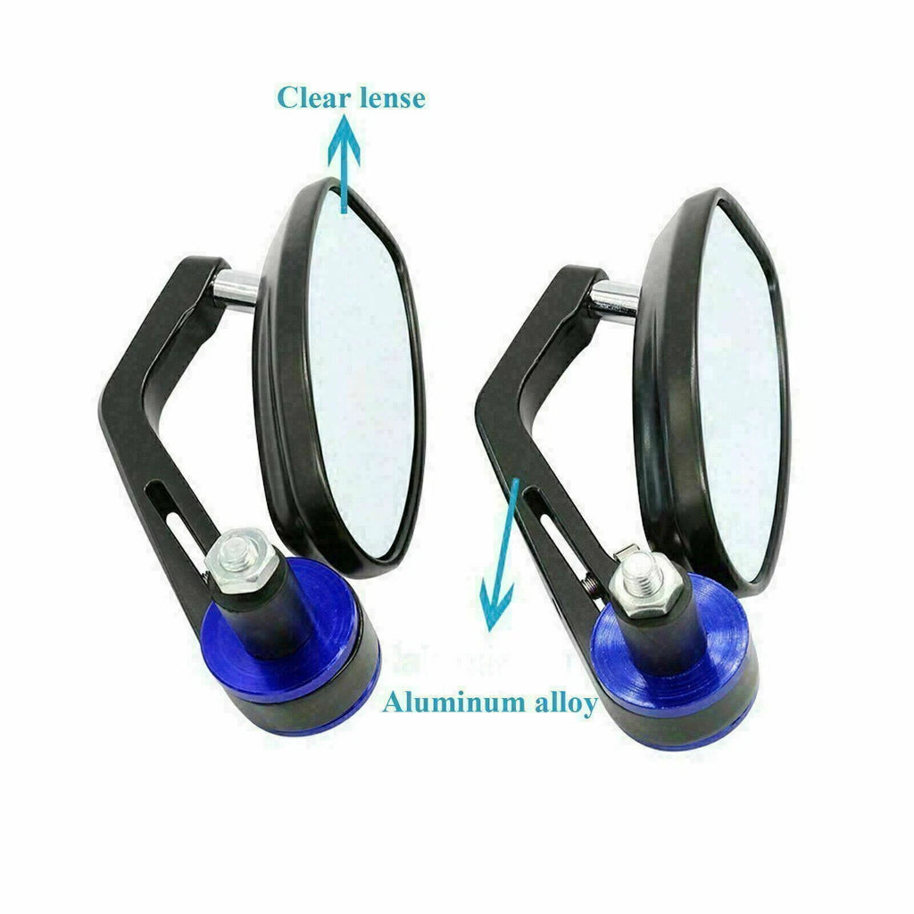Blue Aluminum 22mm Rear View Handlebar End Mirrors for Universal (22mm)