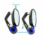 Blue Aluminum 22mm Rear View Handlebar End Mirrors for Universal (22mm)