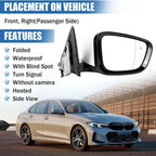 Passenger Side Mirror for BMW 320i 330i 330e (2019–2023) w/ Blind Spot
