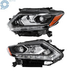 Headlight Set for Nissan Rogue (2014–2016) Right + Left Chrome LED Clear Lens