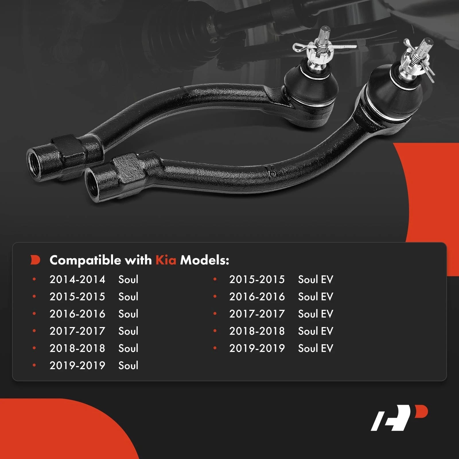 Set of 4 Front Inner & Outer Tie Rod Ends for Kia Soul (2014–2019)
