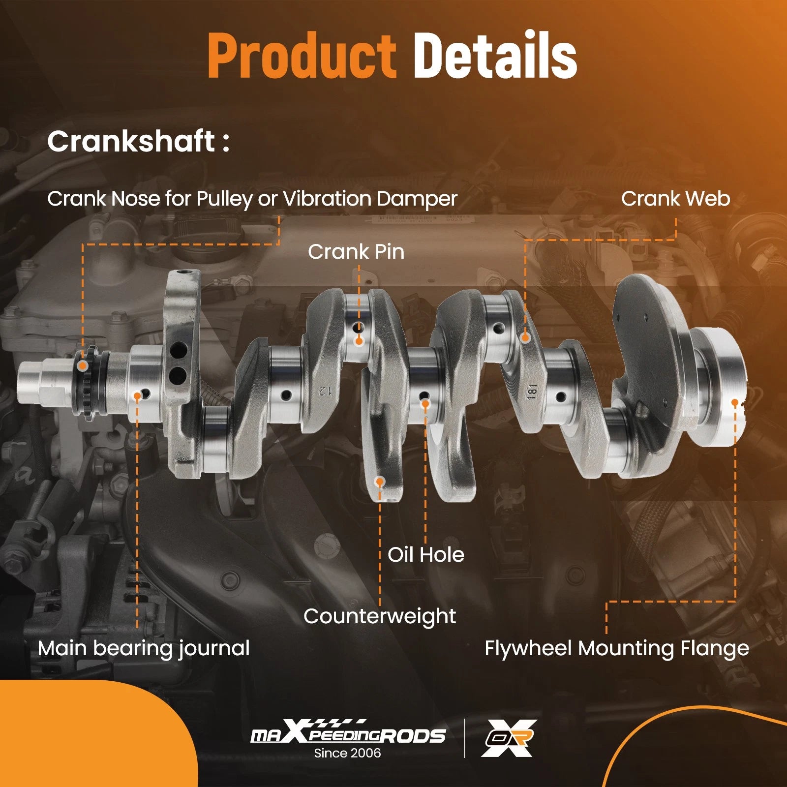 Complete Crankshaft Set for Hyundai Veloster Kia Soul 1.6L (2012–2017) 23110-2B610