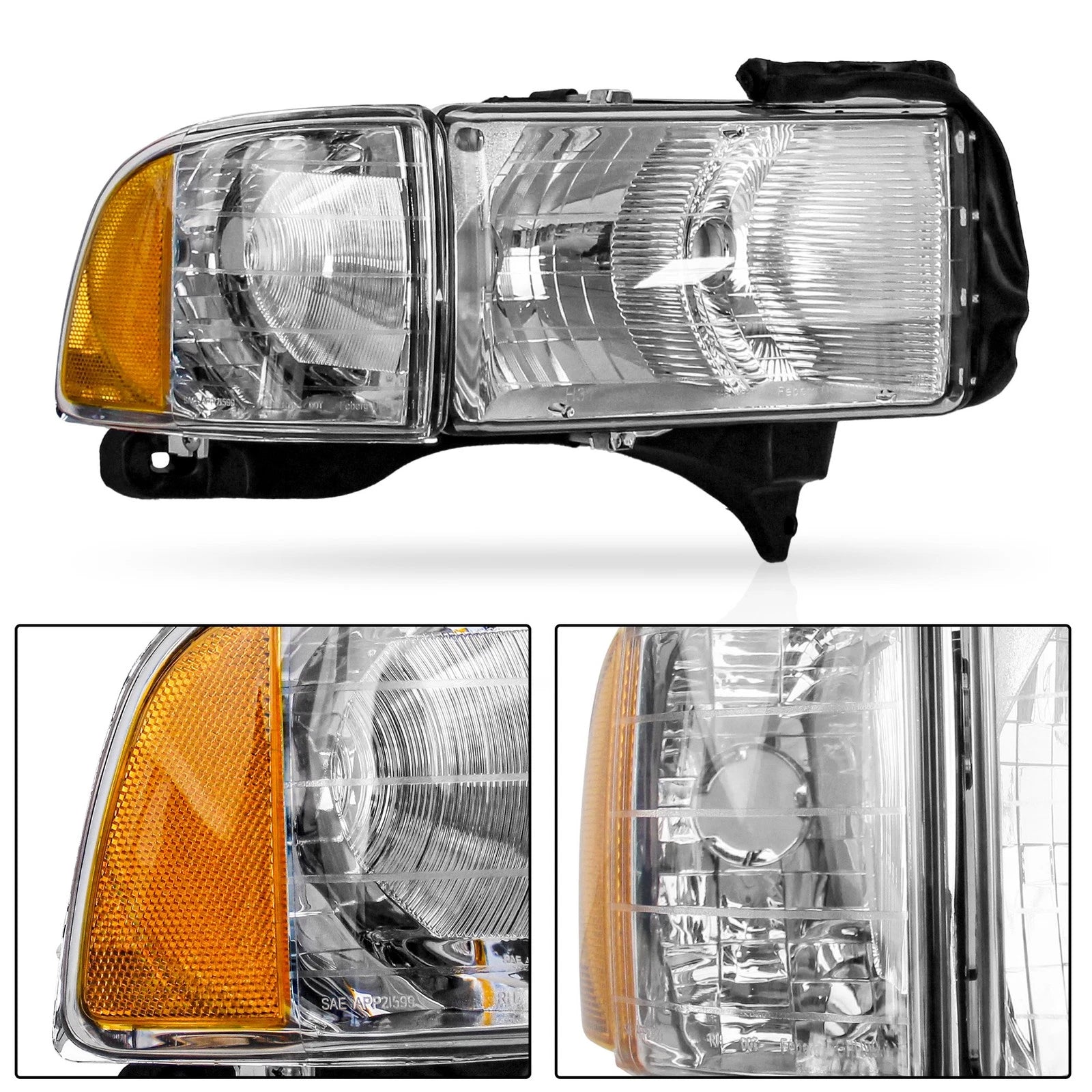 2X Headlight Pair for Dodge Ram 1500 2500 3500 (1999–2002)