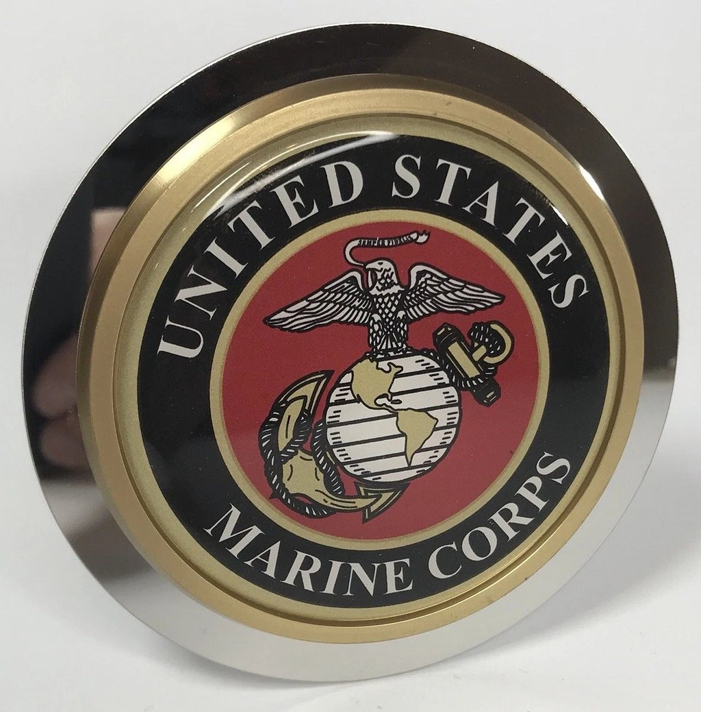 Tow Hitch Cover with USMC Marines Round Emblem Stainless Steel for 2" Trailer