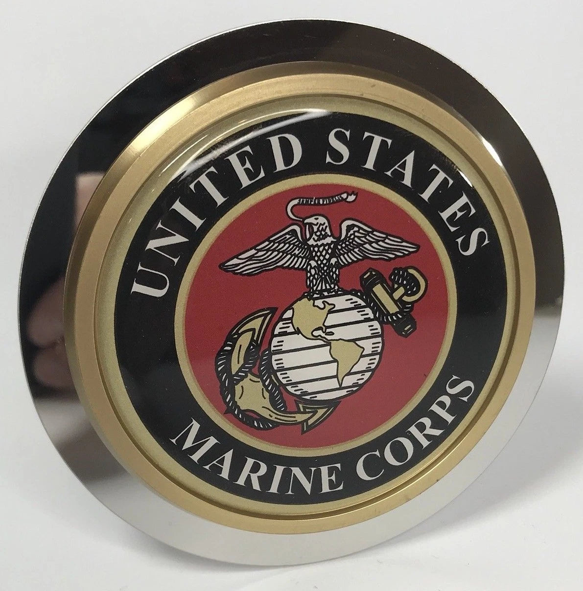 Tow Hitch Cover with USMC Marines Round Emblem Stainless Steel for 2" Trailer