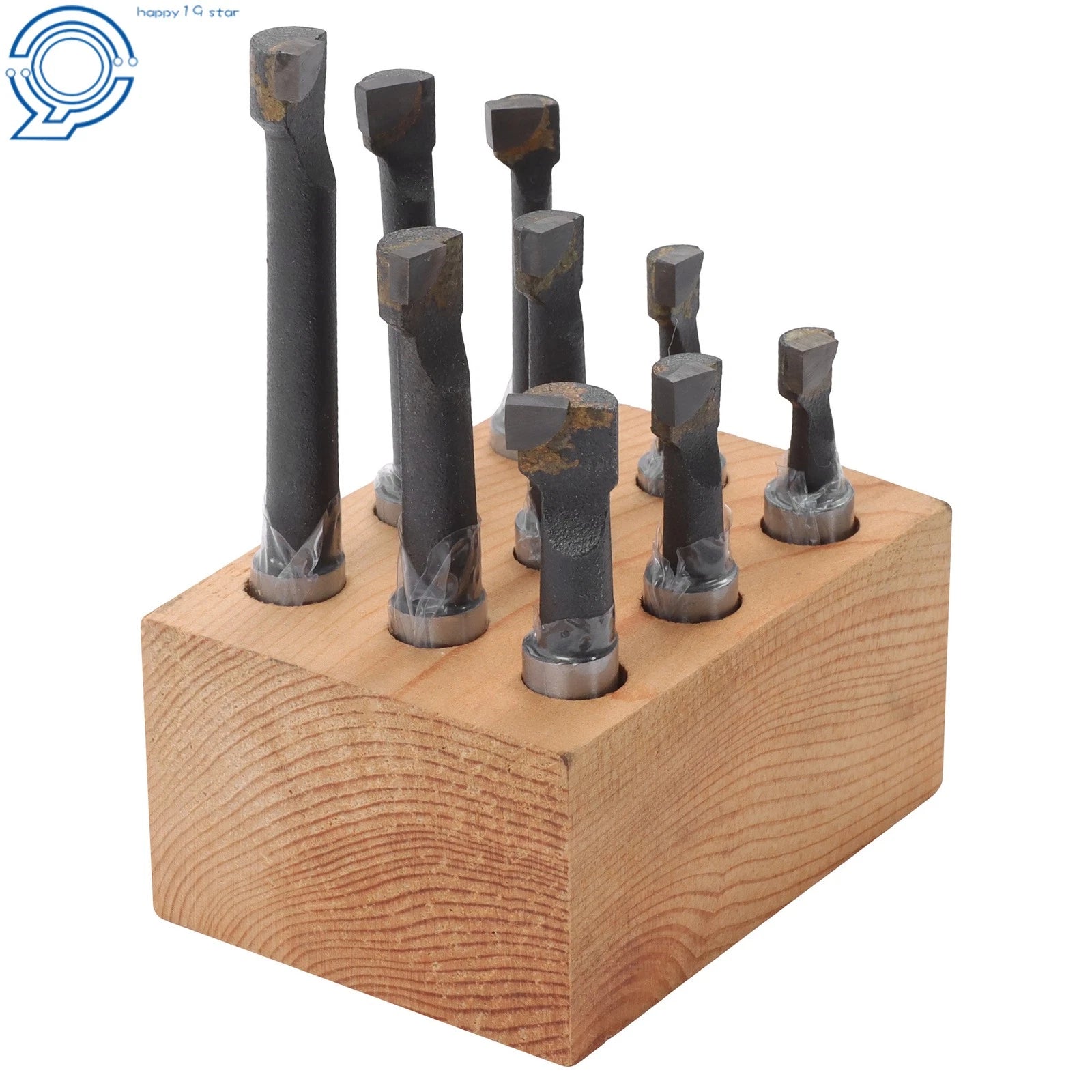 Set of 9 Carbide Tipped Boring Bars for CNC Lathe (3/8" Shank)