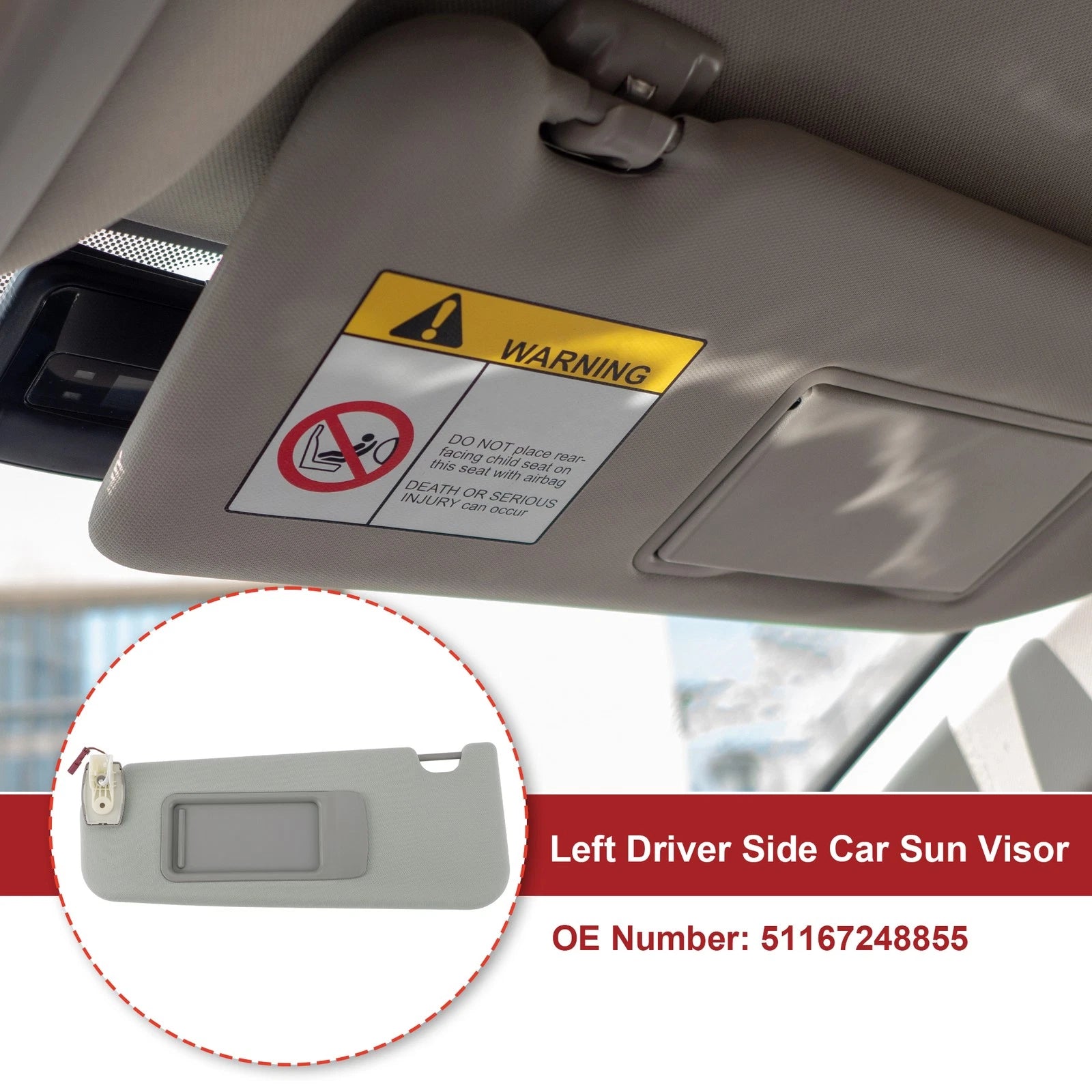 Left Sun Visor for BMW F10 F18 (2011–2016) with Mirror No. 51167248855