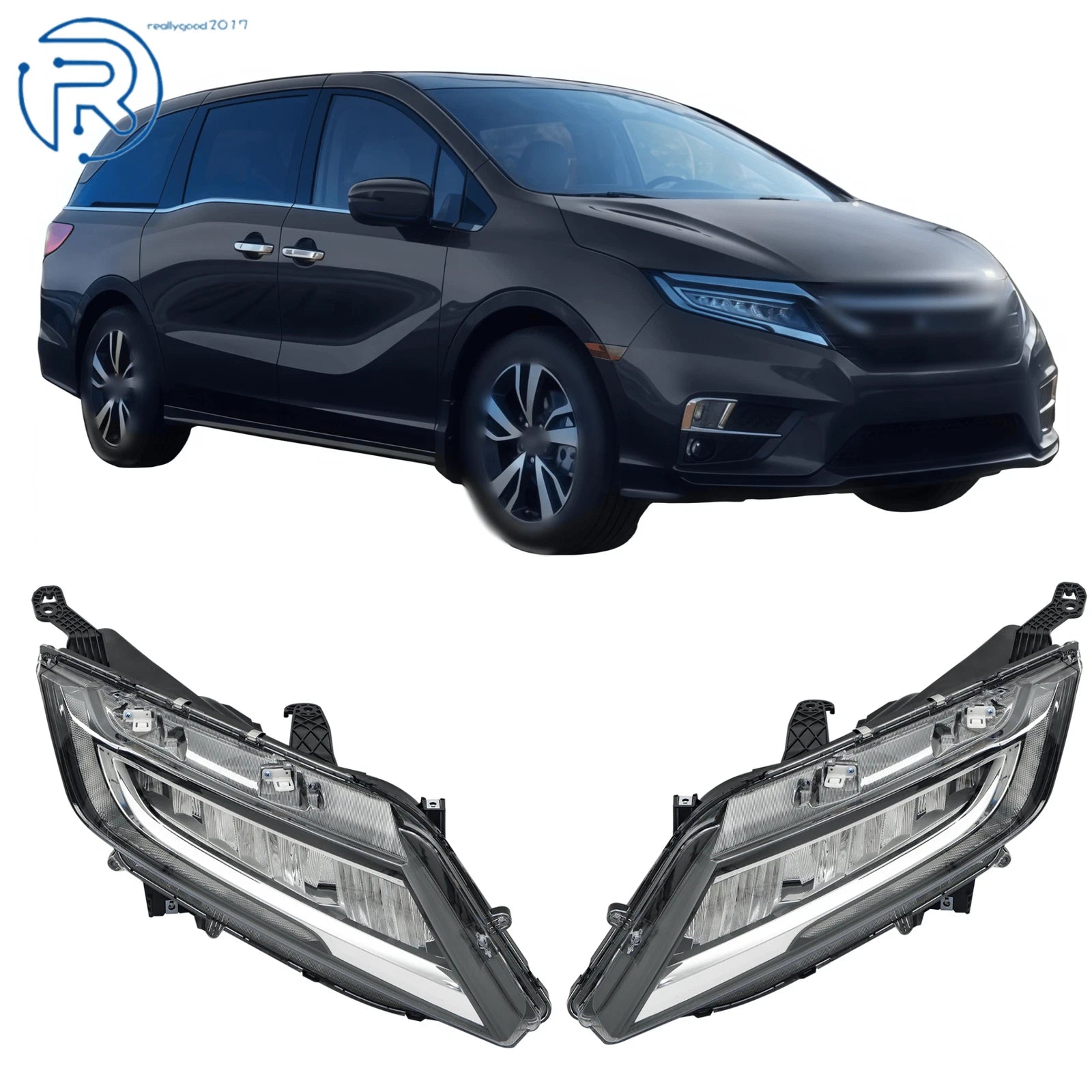 Set of 2 Chrome LED Headlights for Honda Odyssey (2018–2020)