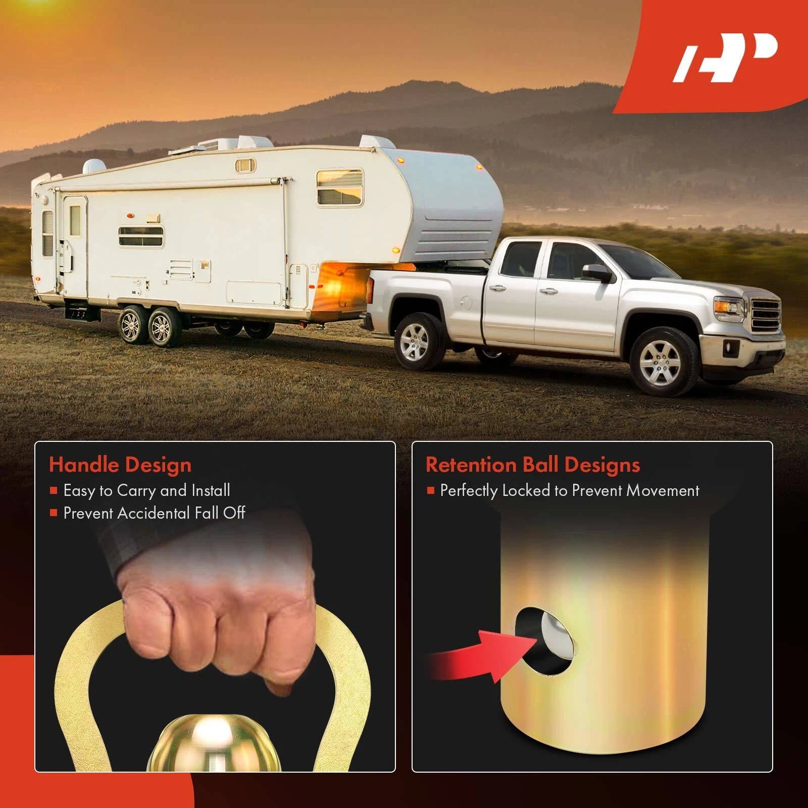 Gooseneck Trailer Hitch Ball & Safety Chain Kit for GM Nissan Trucks