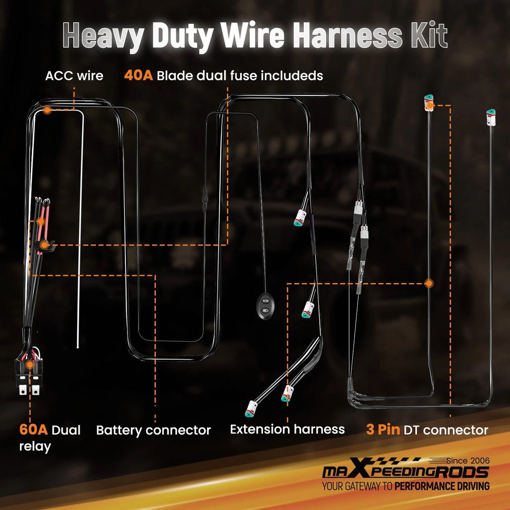 Touch Switch Wiring Harness for maXpeedingrods RGB LED Lights (30A+30A)