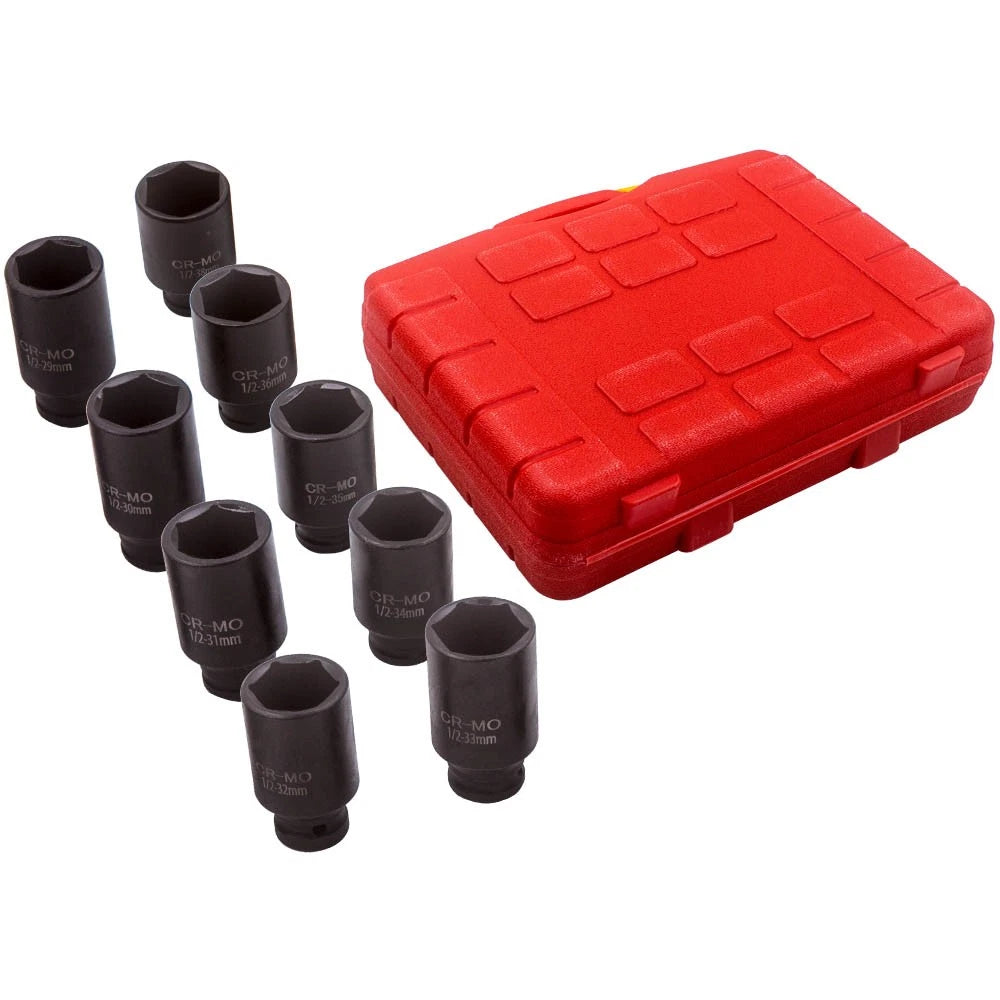 Deep Impact Socket Kit 1/2" Drive Metric Axle Hub Nut Socket 29mm-38mm New