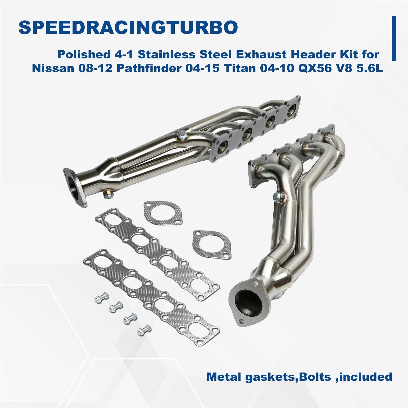4-1 Exhaust Header Kit for Nissan Pathfinder Titan QX56 (2004–2012)