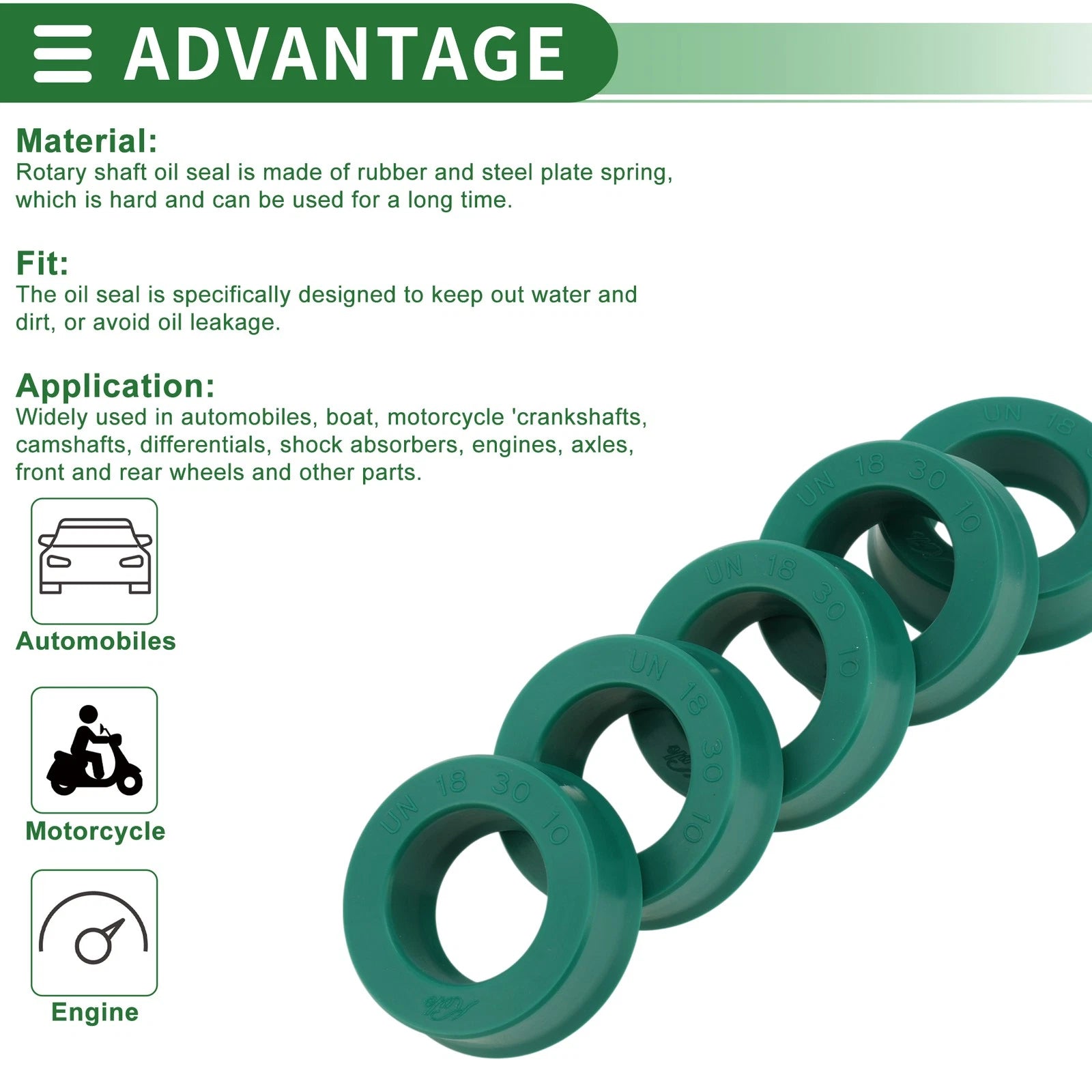 Set of 5 Oil Seal Rotary Shaft Seal 18x30x10mm High Pressure