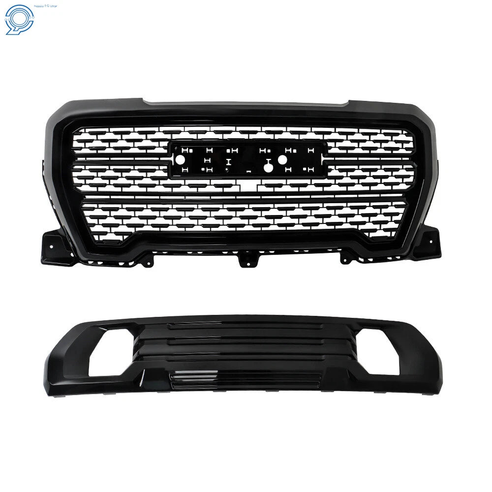 Front Lower Bumper Filler & Upper Grille for GMC Sierra 1500 (2019-2021)