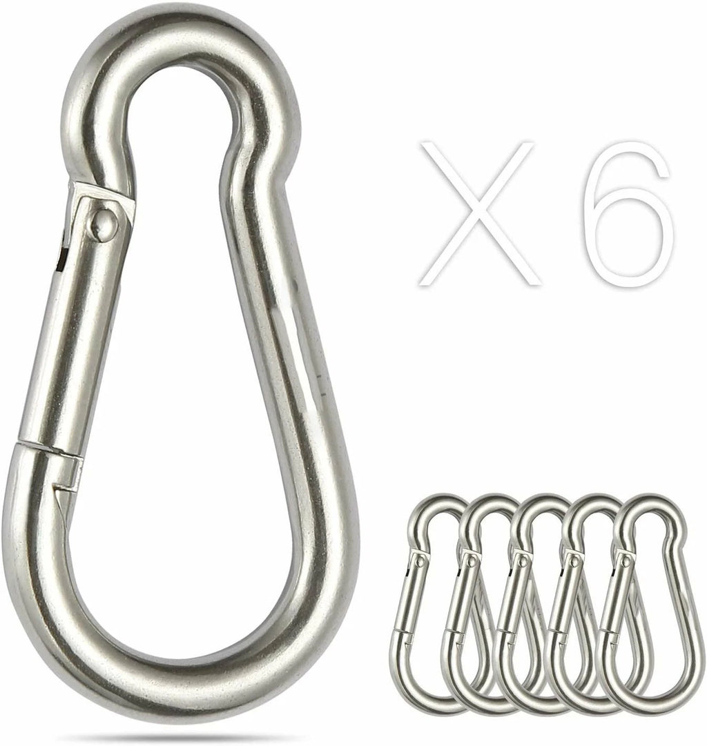 2X Spring Snap Hook Carabiner Clips for Automotive Use (304 Stainless Steel)