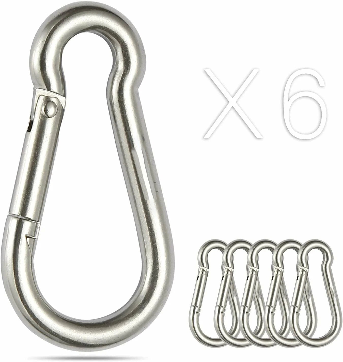 2X Spring Snap Hook Carabiner Clips for Automotive Use (304 Stainless Steel)