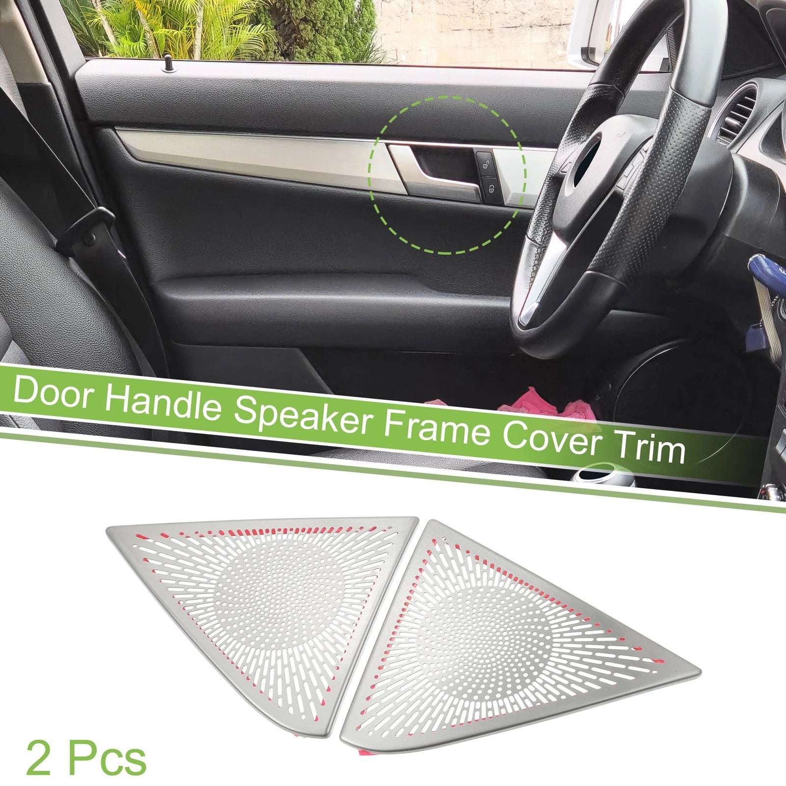 2X Inner Door Handle Speaker Frame Cover Trim for Mercedes Benz C Class (2007–2014)