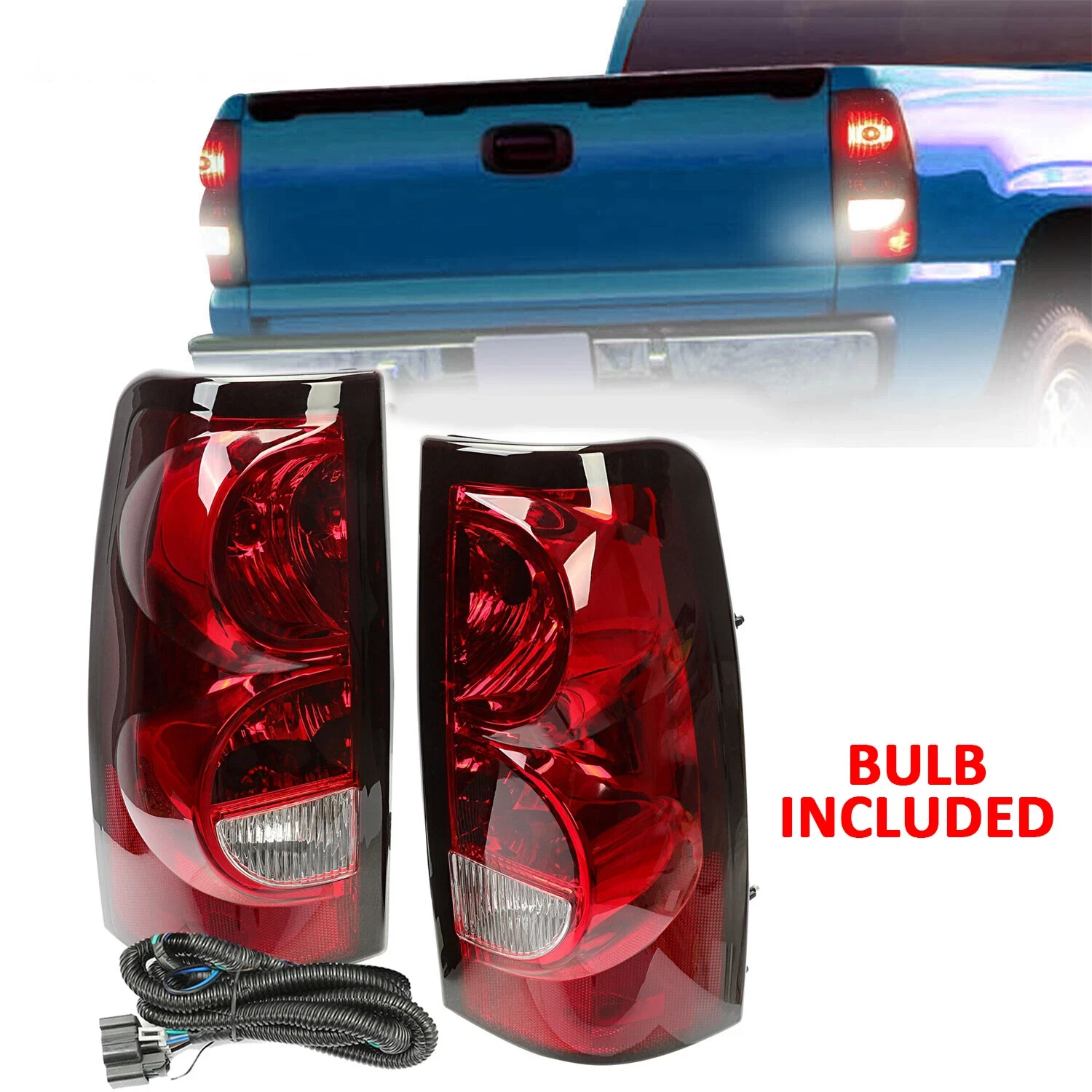 Tail Lights Brake Lamps Set of 2 for Chevy Silverado 1500 2500 3500 HD (2003–2006)