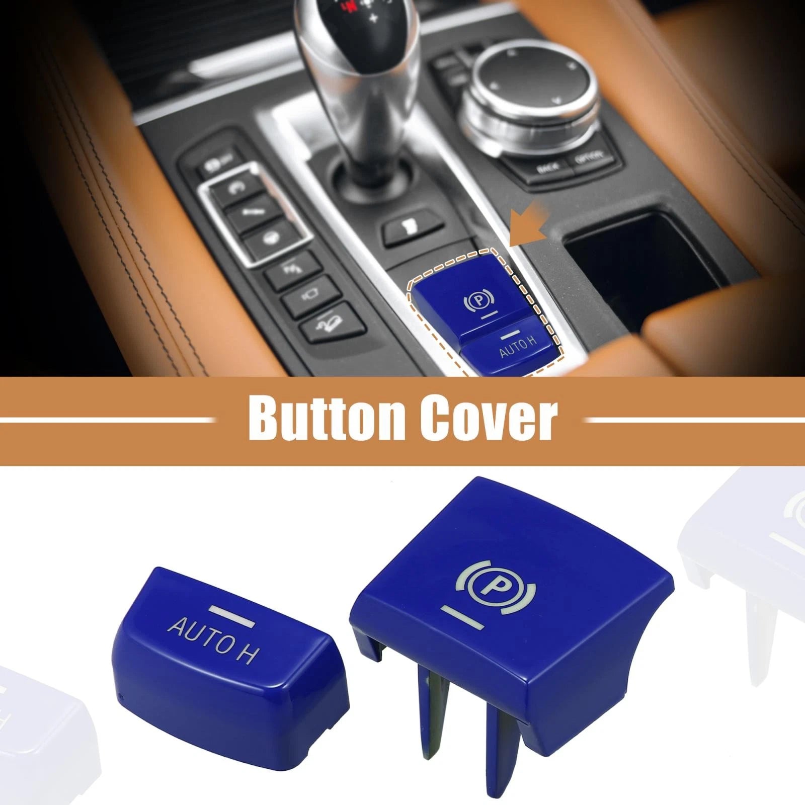Set of 1 AUTO H Button Cover for BMW F01 F02 F12 F10 F07 (2010–2017) Blue