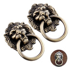 2Pcs Antique Bronze Lion Head Door Pull Knob for Cabinet Drawer Hardware
