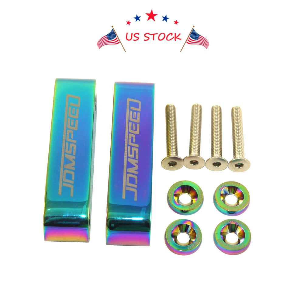Set of 4 JDM Neo Chrome Hood Spacer Risers for Acura Integra (1990–2001) Honda Civic CRX (1988–2000)