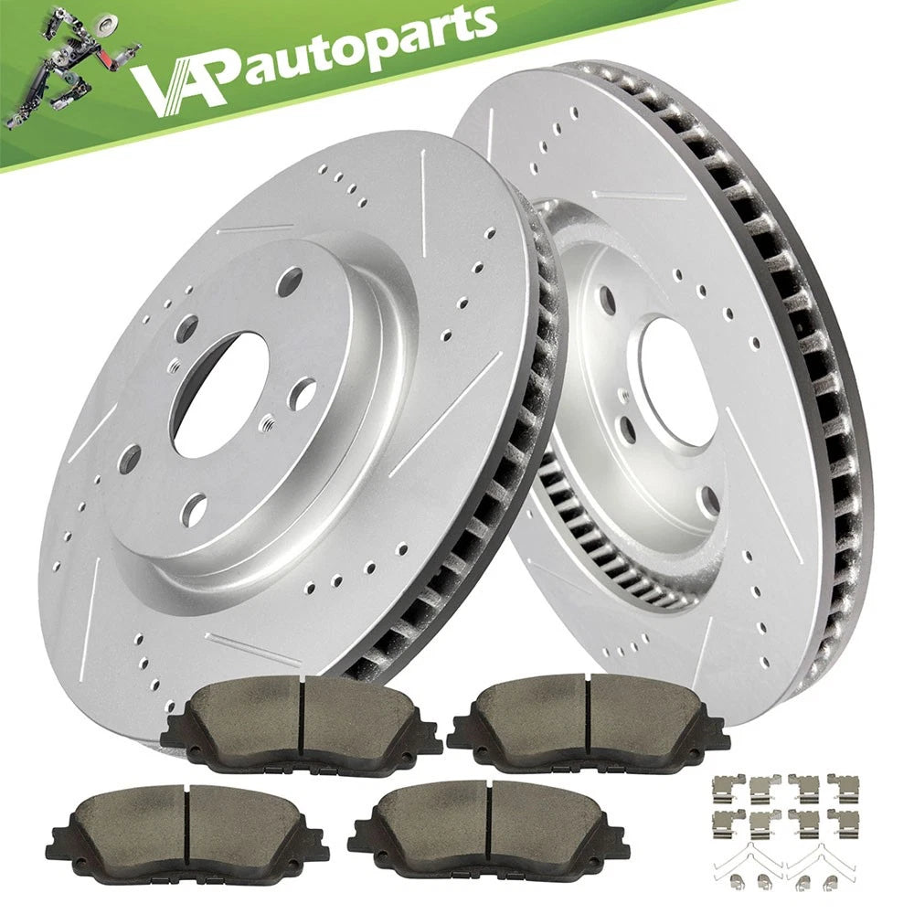 Front Disc Rotors + Ceramic Brake Pads for Toyota C-HR, Camry, RAV4, Venza (2017–2023)