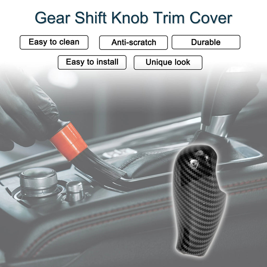 ABS Gear Shift Knob Cover Decal for BMW 5 6 7 Series (Carbon Fiber, Black)
