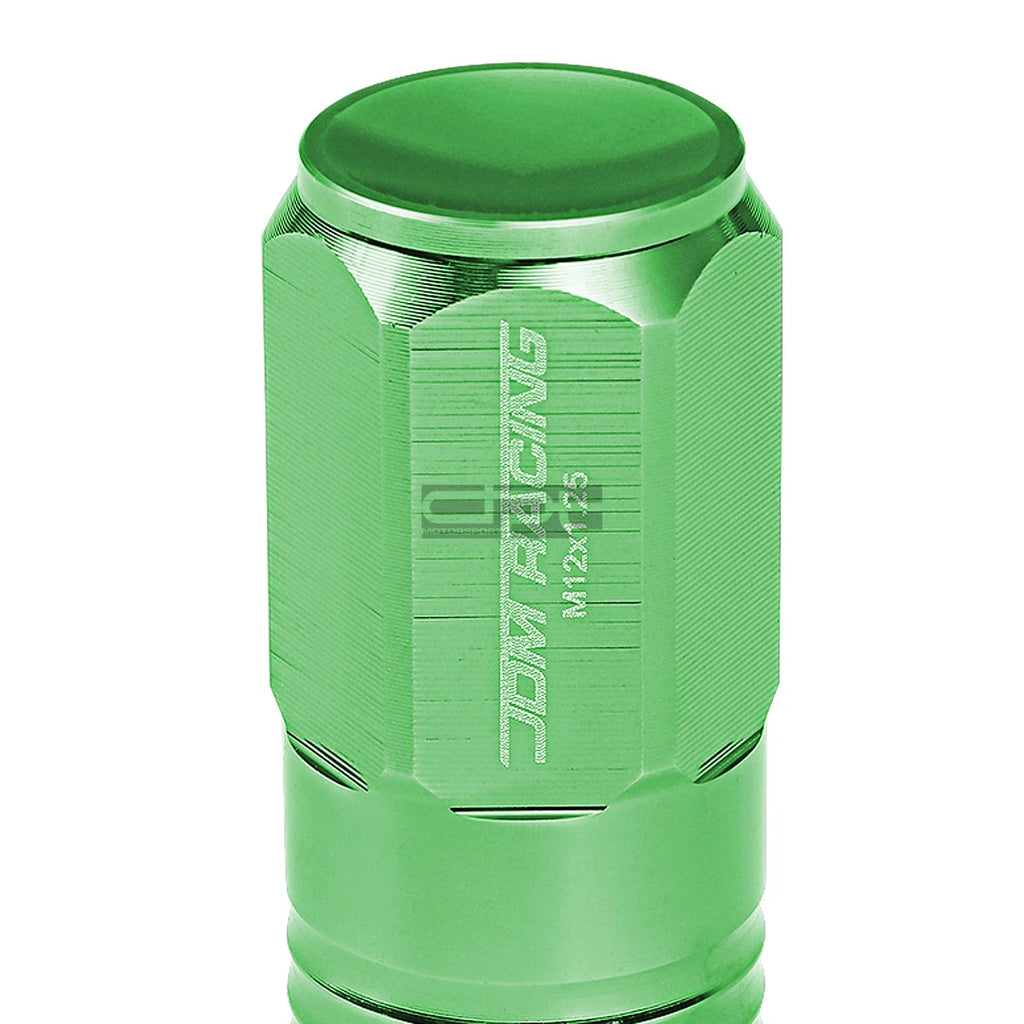 20 PCS Closed End M12x1.25 50mm Tall Green Aluminum Lug Nuts + Adapter