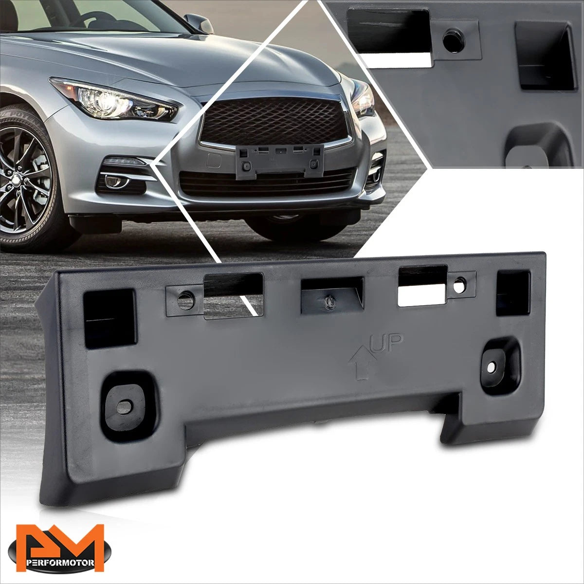 Front Bumper License Plate Tag Mounting Bracket for Infiniti Q50 (2014–2017)