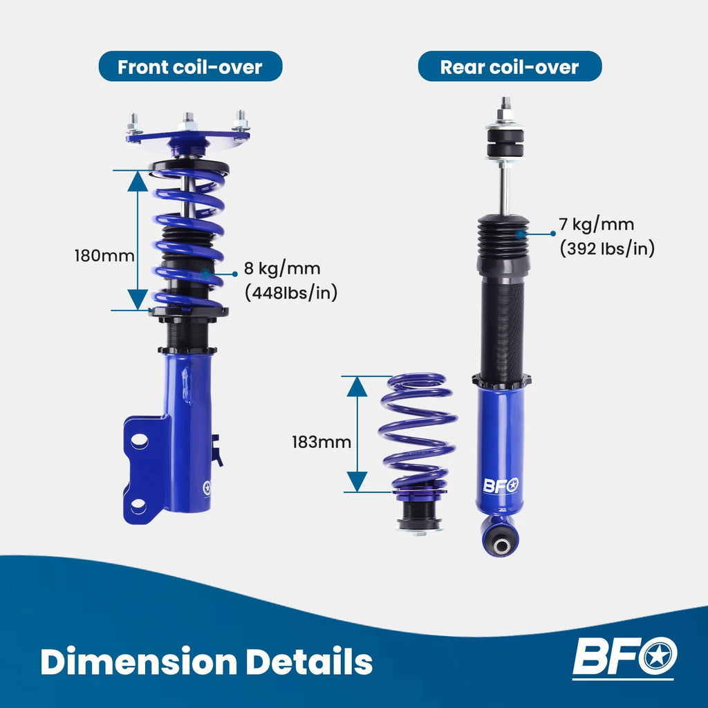 BFO Full Coilovers Height Adjustable Shocks Springs Kit for Scion tC (2011–2016)