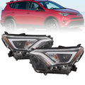 Pair of LED Headlight Headlamps for Toyota RAV4 (2016–2018) Chrome