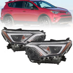 Pair of LED Headlight Headlamps for Toyota RAV4 (2016–2018) Chrome