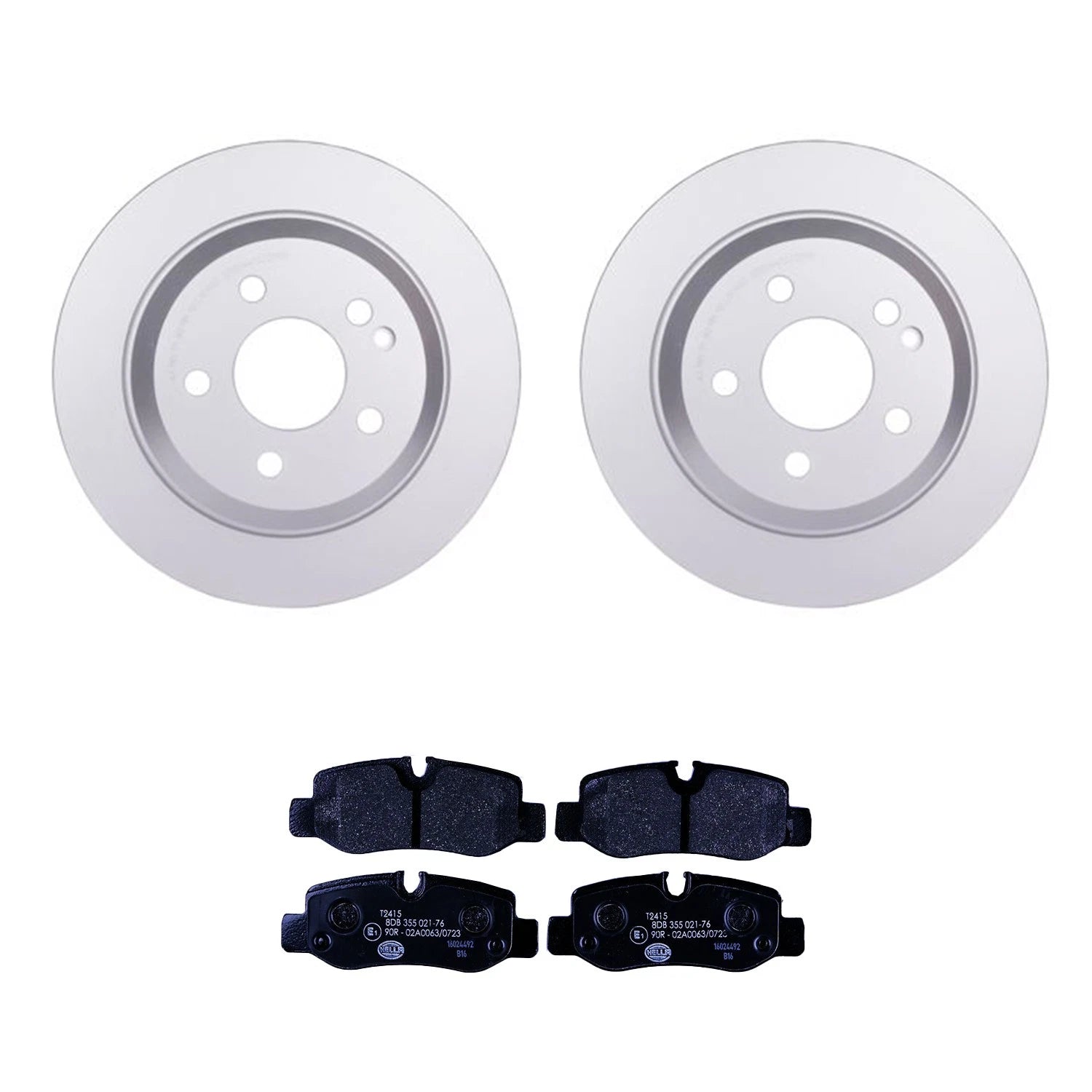 Set of 2 Hella Rear Rotors & Low-Met Disc Brake Pad Kit for Mercedes Metris (2016–2021)