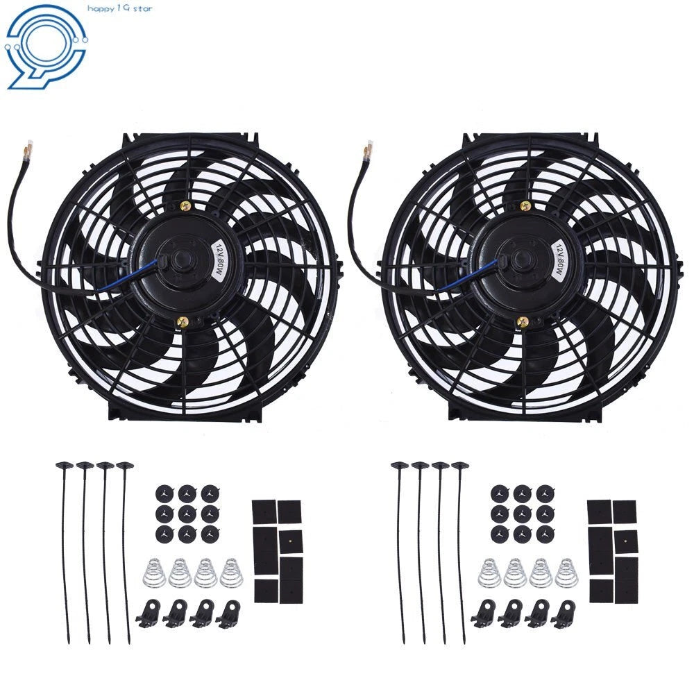 2X 12'' Slim Push Pull Electric Radiator Cooling Fan Universal