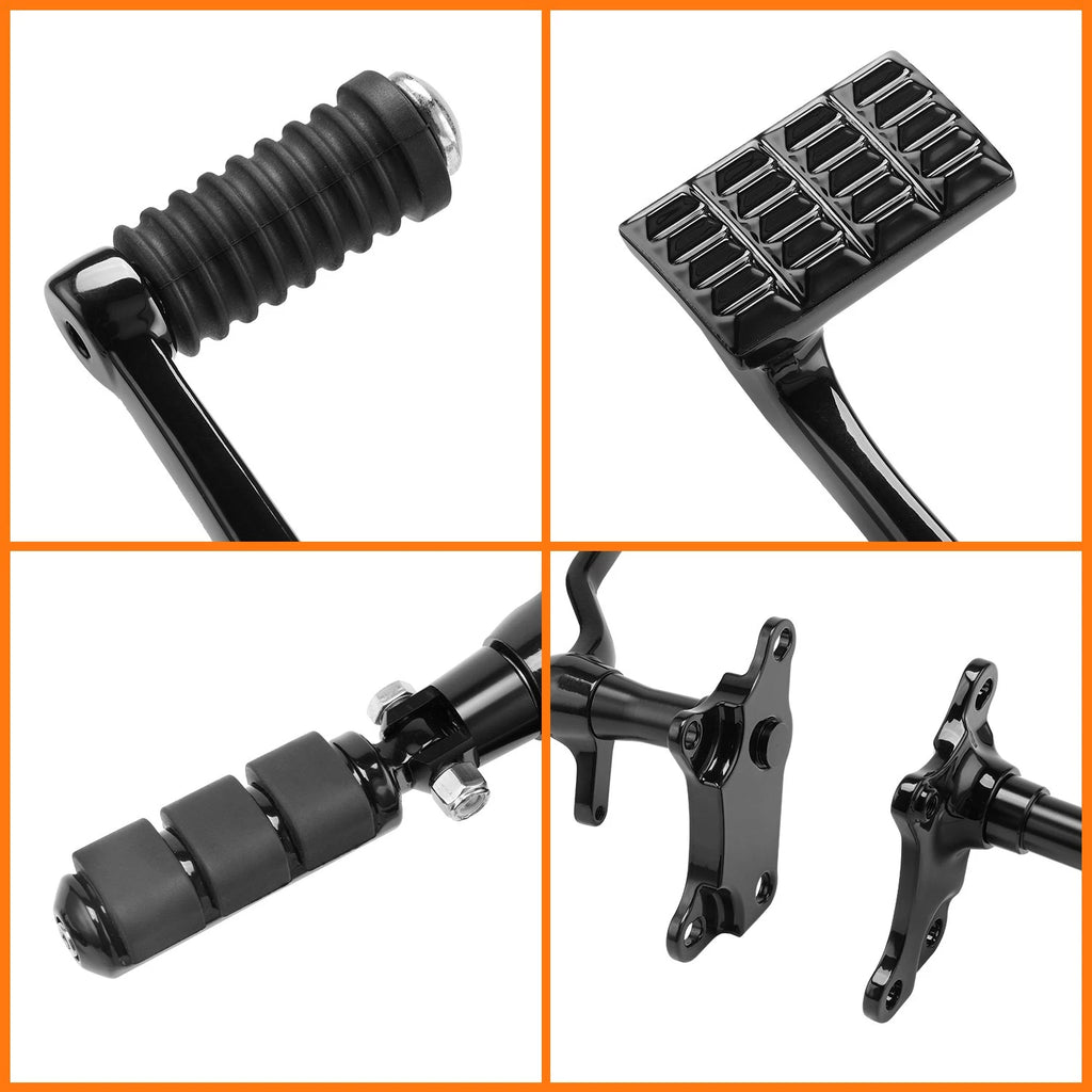 Black Forward Controls Foot Pegs Linkages for Harley Sportster 883 1200 (1991–2003)