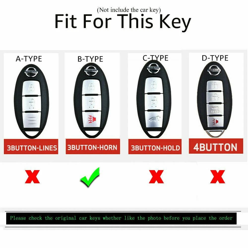 TPU Leather Full Seal Remote Key Fob Shell for Nissan Rogue (2017-2020)