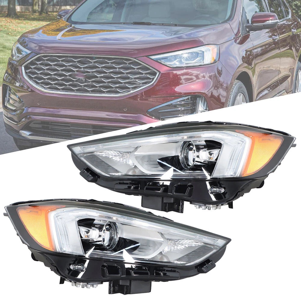 Set of 2 Full LED Headlights for Ford Edge (2019–2021) Black Housing