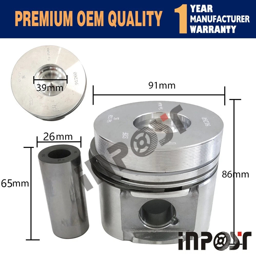 Set of 2 Piston Kits & Ring Set for Deutz F2L1011F (1991–1991) 91mm