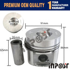 Set of 2 Piston Kits & Ring Set for Deutz F2L1011F (1991–1991) 91mm