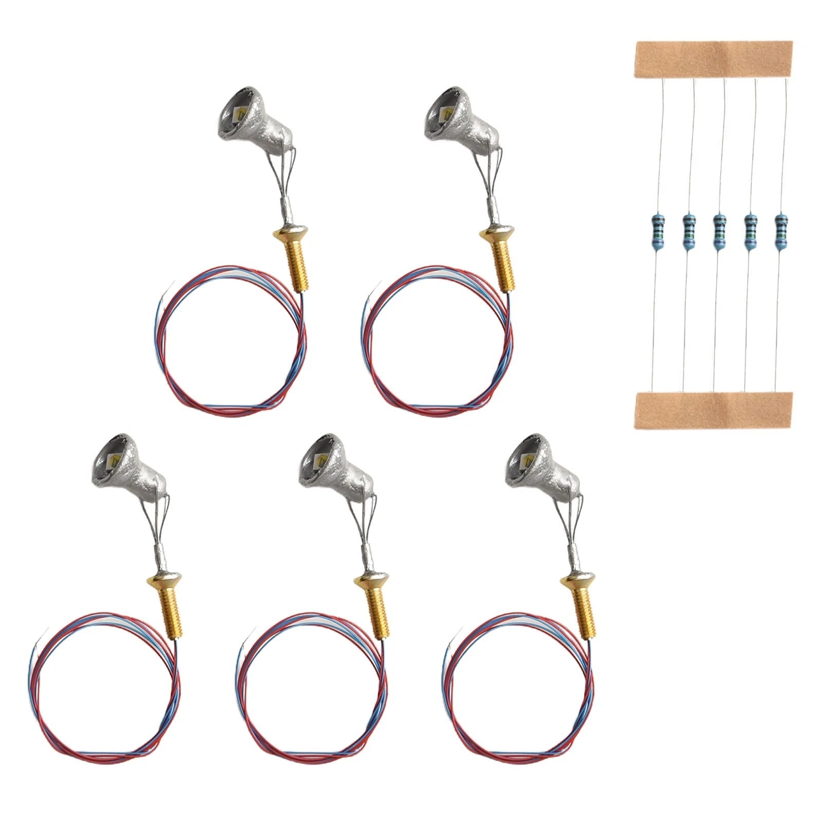Set of 5 HO Scale LED Street Lamp Post Lights