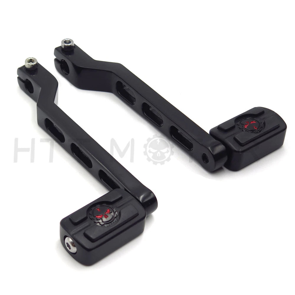 Black Skull Heel Toe Shift Levers w/ Shifter Pegs for Harley Electra Glide (1988–2017)