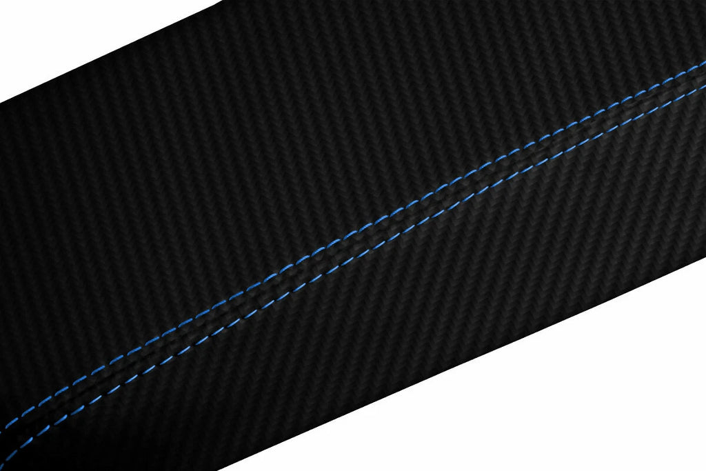 Console Lid Armrest Cover for Dodge Charger (2008–2010) Carbon Fiber Blue Stitch