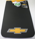Set of 2 Mud Flaps for Chevy Chevrolet (11x19) Gold Bow Tie