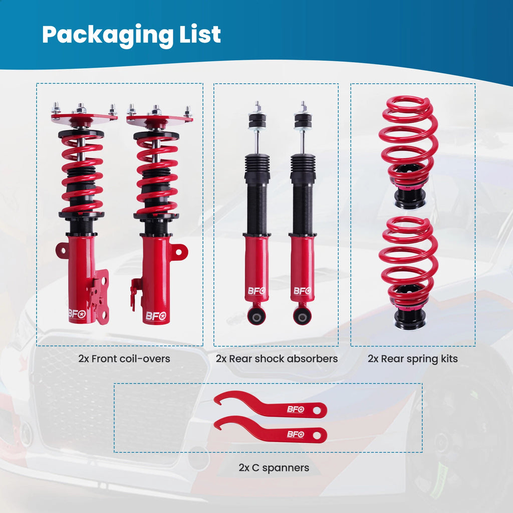 BFO Full Coilovers Struts Kit for Scion TC (2011–2016) AGT20 Adjustable Height